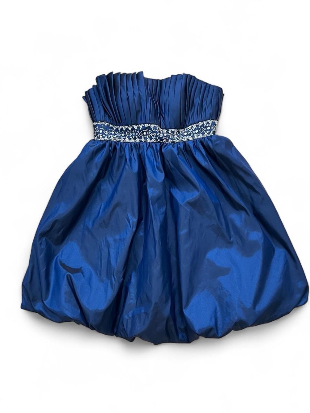 Mori Lee Blue Strapless Girls' Party Dress with Embellished Waist